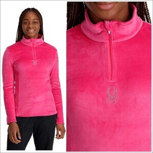 Women's Spyder Shimmer Bug 1/ Zip Velour Fleece Pullover-Size M